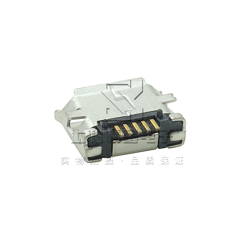MICRO USB 5P B TYPE SMT有焊脚有柱无导位加长0.4